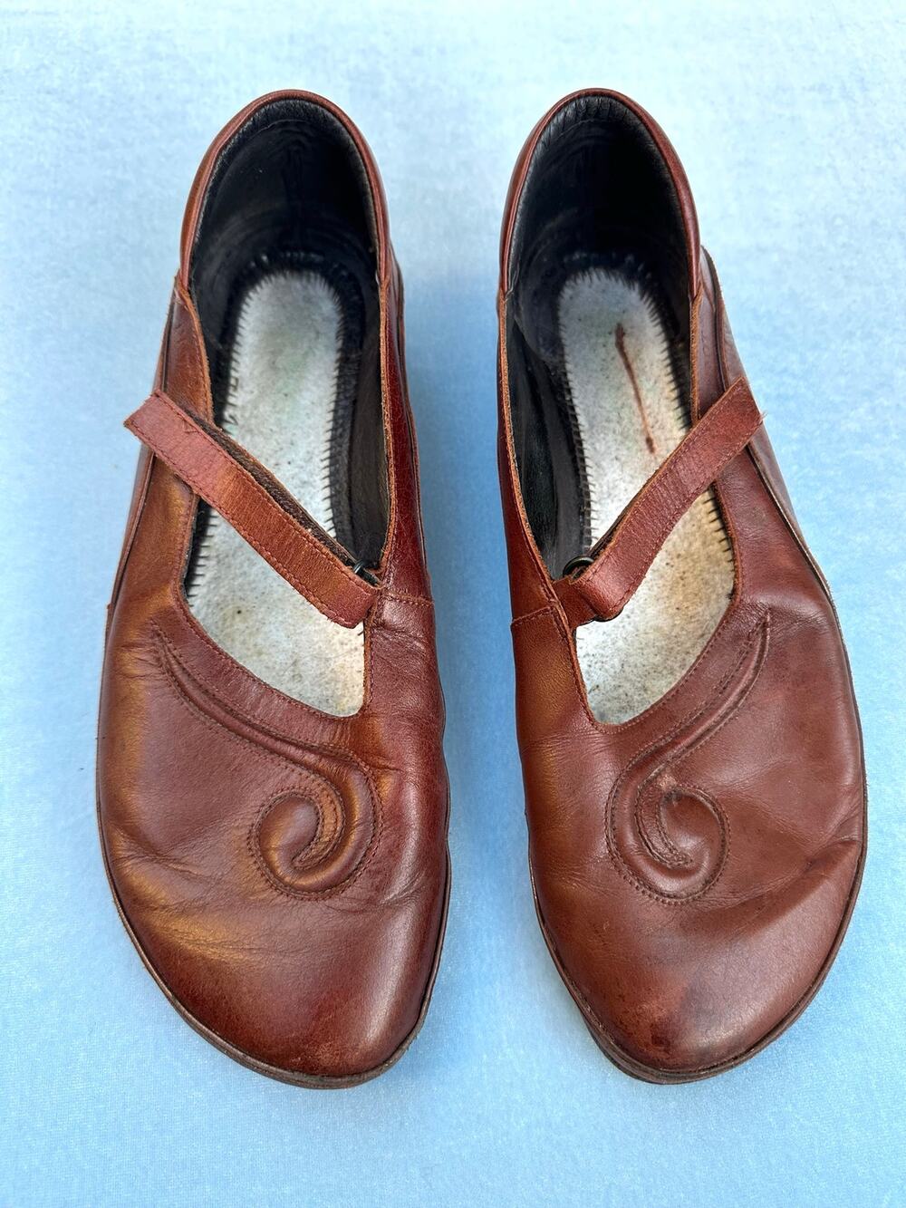 Naot Matai Brown Leather Swirl Mary Jane Flats Shoes Women Size 42 US 10.5-11